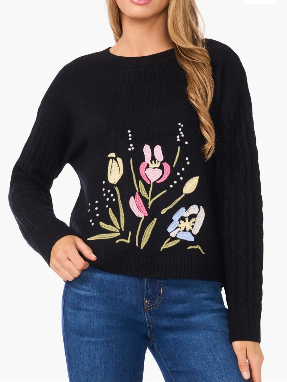 Ted Baker NWT Embroidered Black Crewneck Sweater Size S